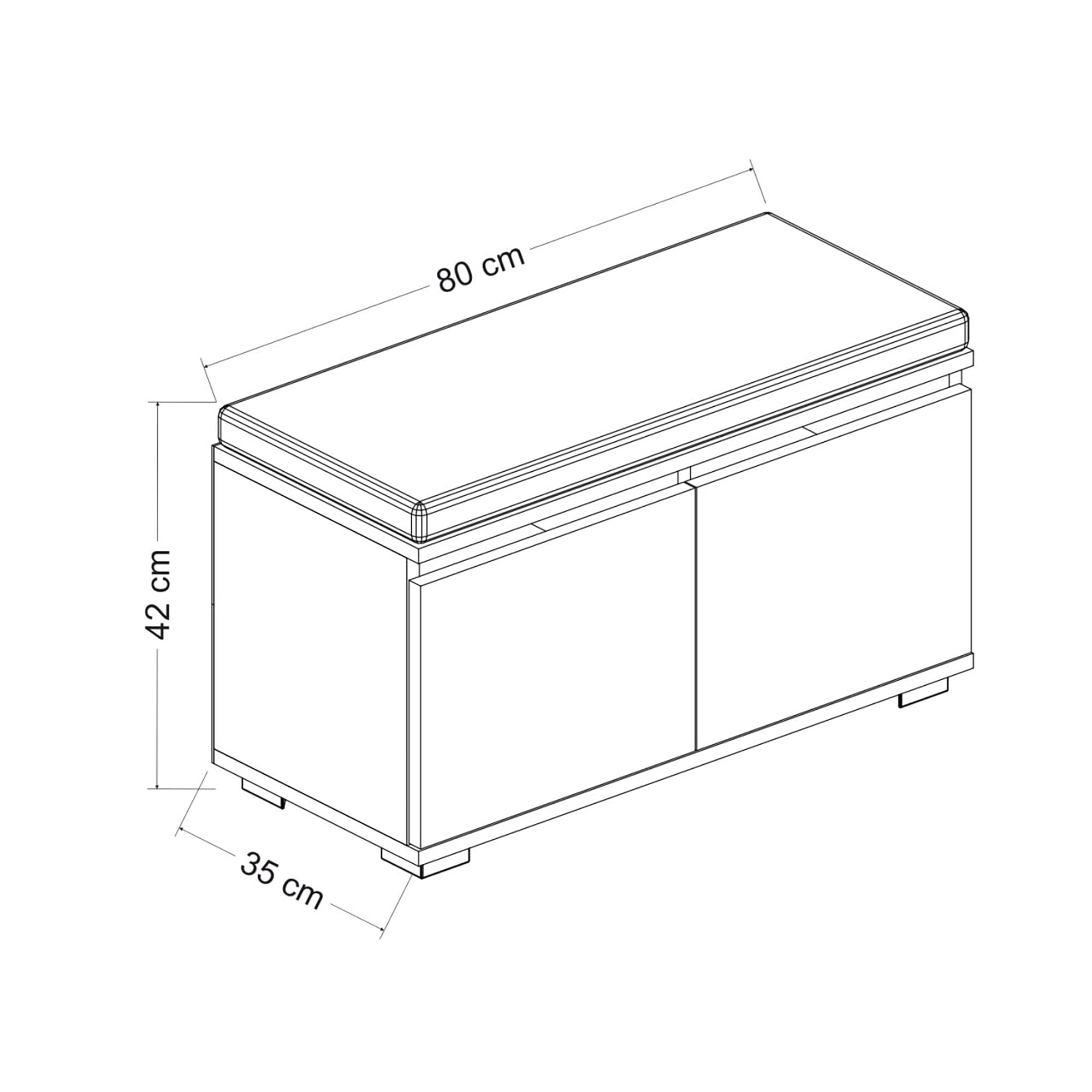 [en.casa] Banco Zapatero Brande con 4 Compartimientos Organizador de Calzados con Asiento Tapizado Recibidor Aglomerado Textil 42 x 80 x 35 cm - Blanco/Negro