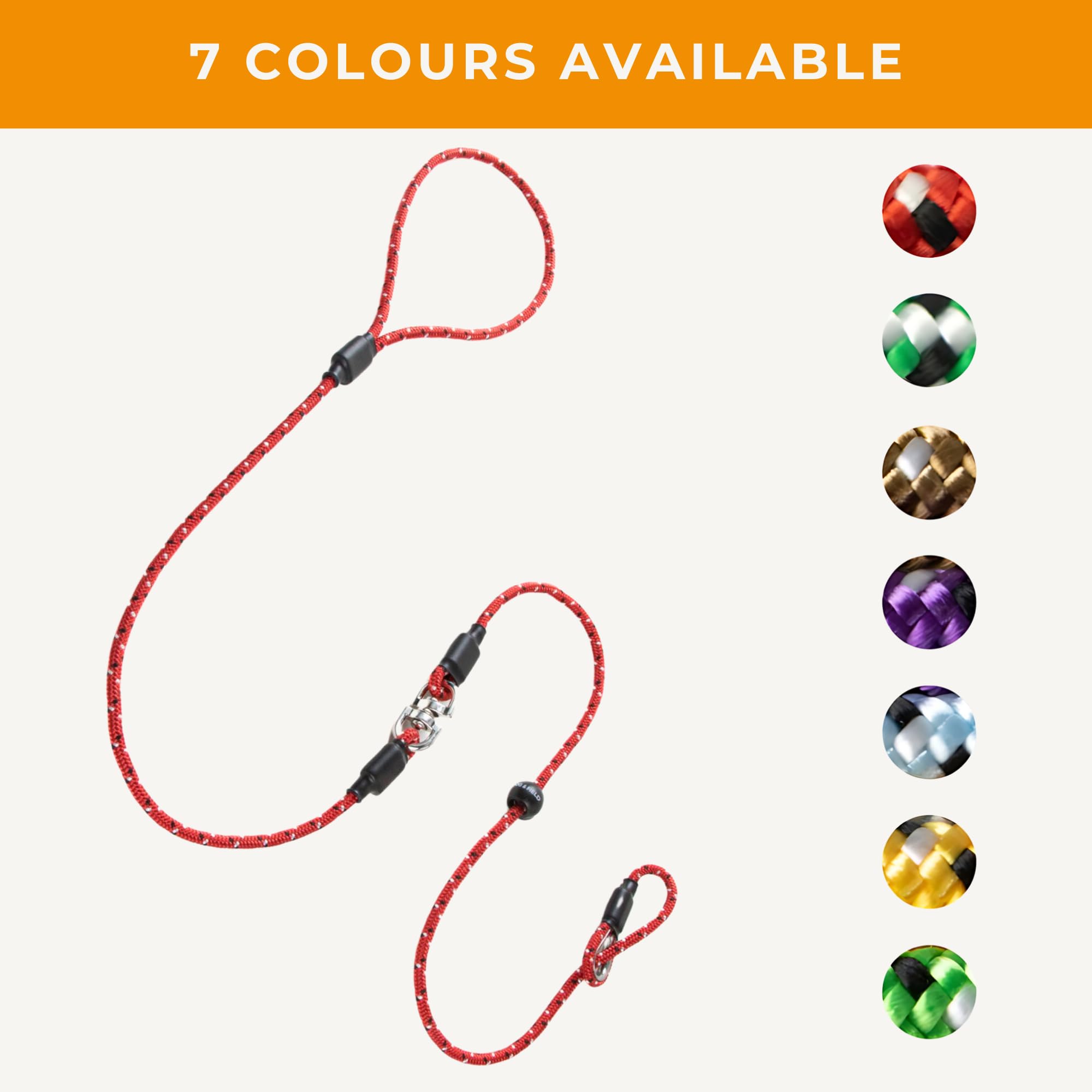 Dog & Field Pro Trialler Swivel Slip Lead, Red. 1.2m Rope Slip Lead for Dogs With Button Press Stopper Easy To Slip On - Image 4