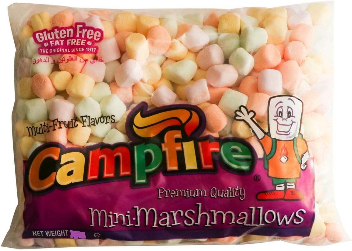 Multi Fruit Flavors Premium Quality Mini-Marshmallows, 5.29 oz ℮ 150 g حلوى مارشميلو صغيرة عالية الجودة بنكهات الفواكه المتعددة من كامب فاير