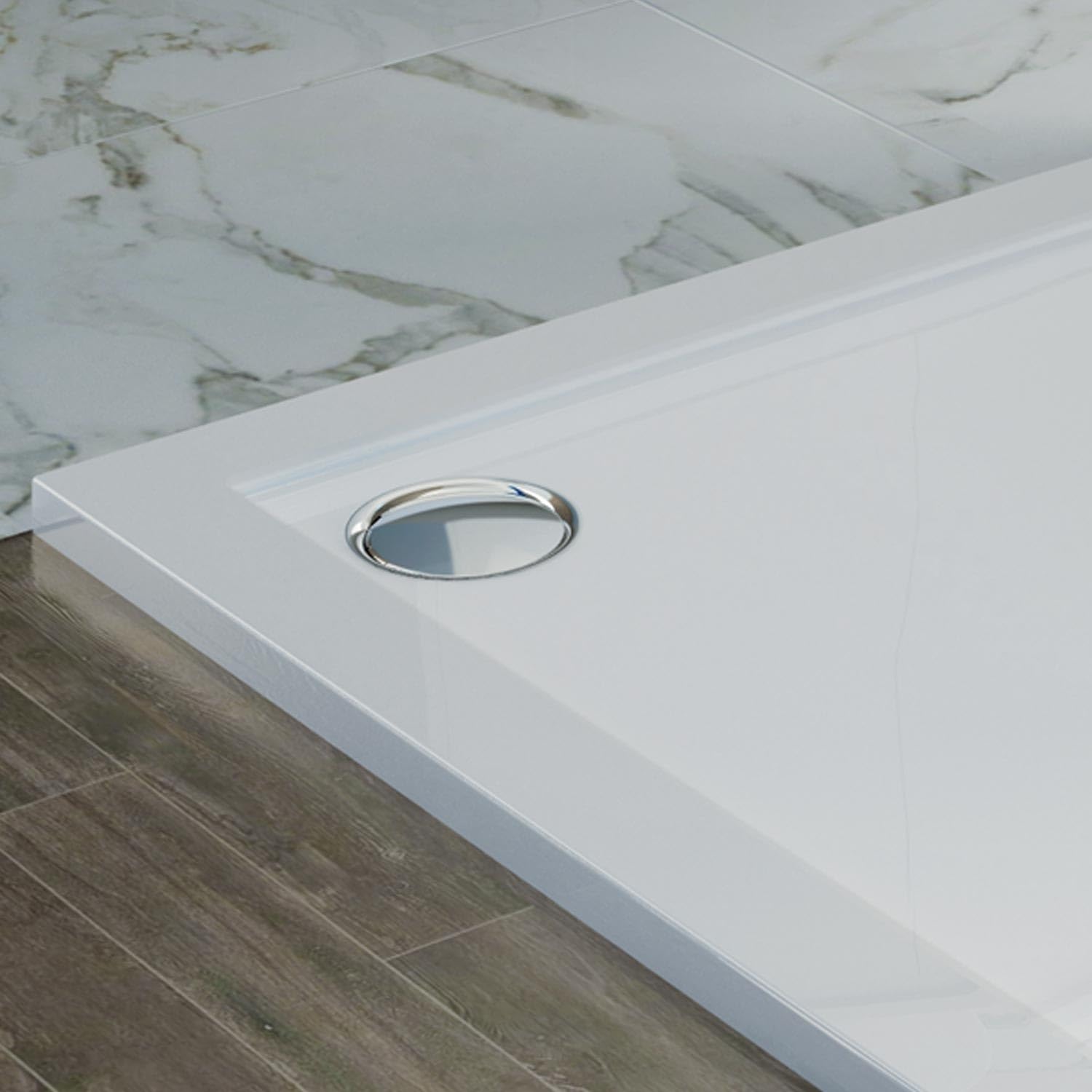 Piatto Doccia Slim 70x70x4 cm Quadrato Acrilico Bordato Bianco Lucido mod. Flower