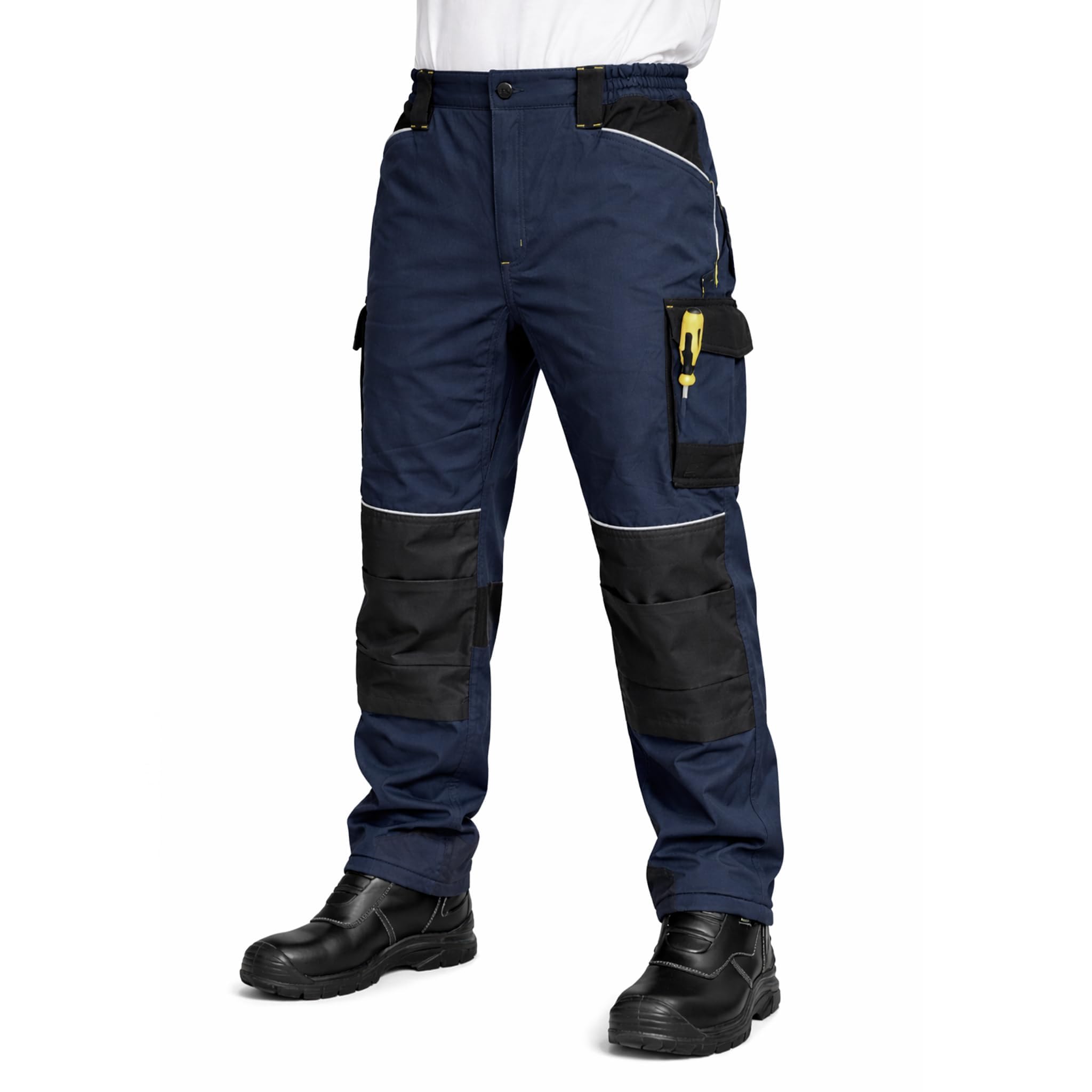 BWOLF Daytona Ice - Pantalones de trabajo para hombre de invierno, softshell con elástico mecánico, resistentes al viento, resistentes al frío, con elementos reflectantes