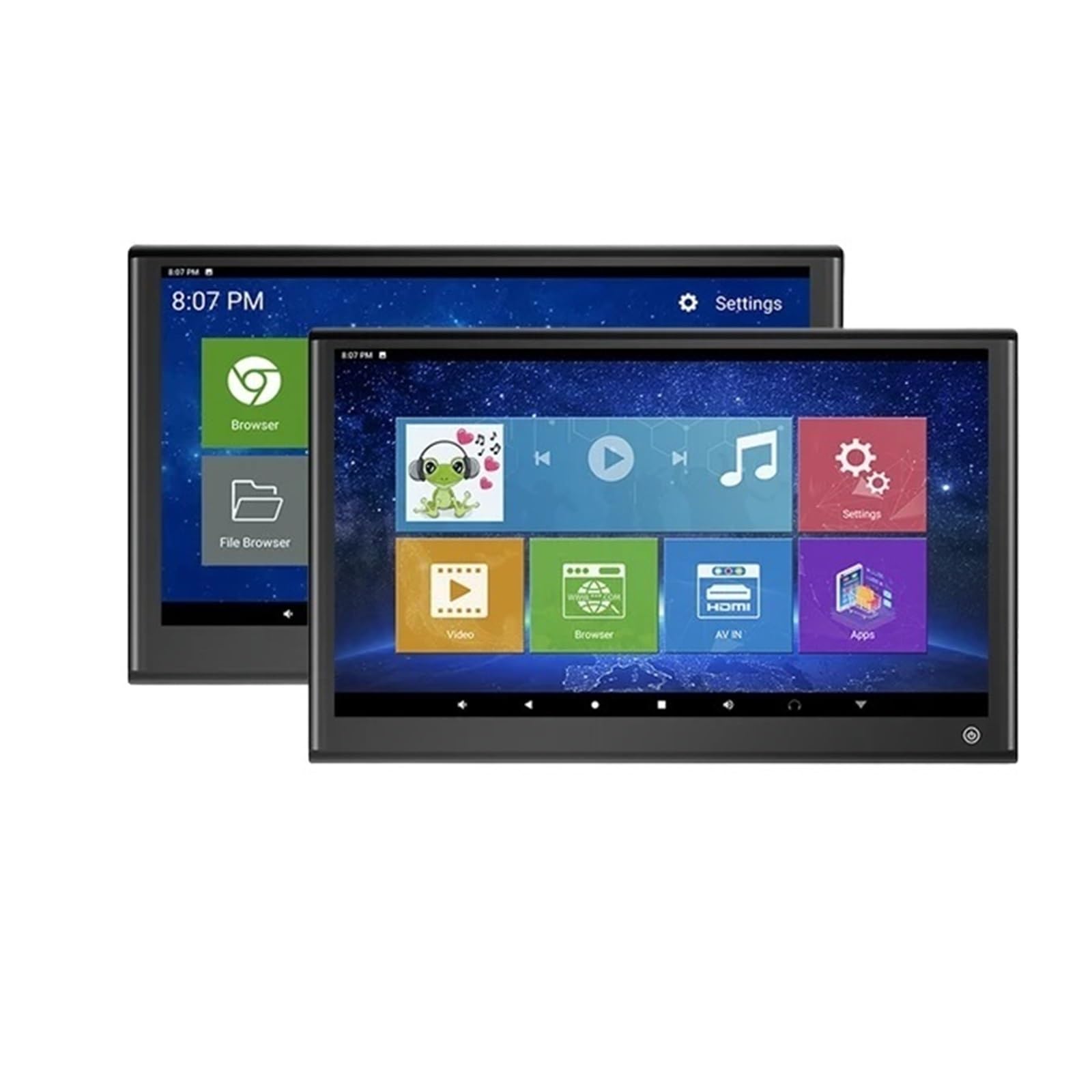 11.6/13.3 Inch 4+64G Headrest Car Monitor IPS Tablet Touch Screen 4K Multifunction Video Player Car Rear Seat Display FM (2 Pcs Black 13.3)