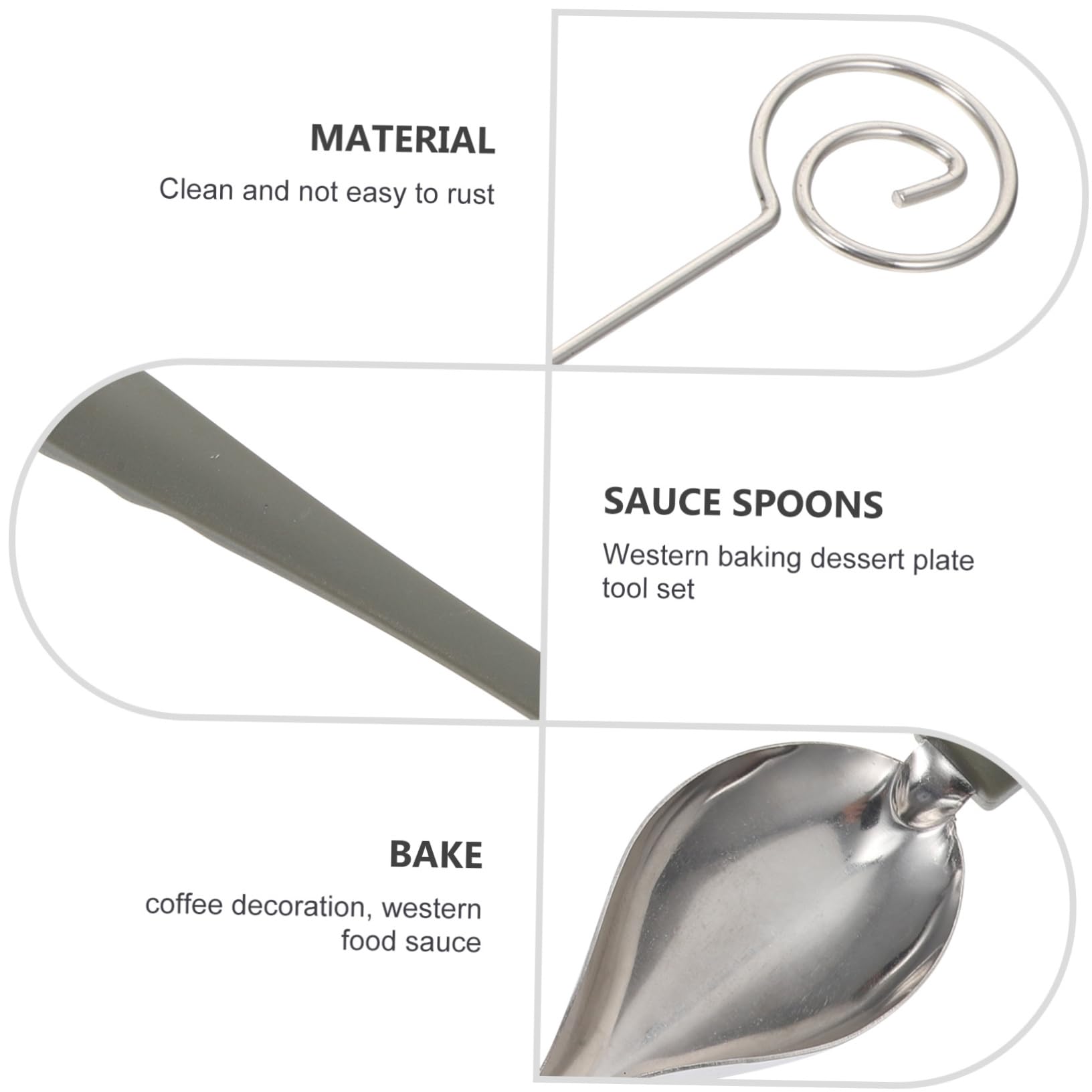 MUCKLILY 4pcs Dipping Spoons for Creative Plating and Dessert Decoration for Chocolate and Candy Coating Culinary Tools for Professional Baking