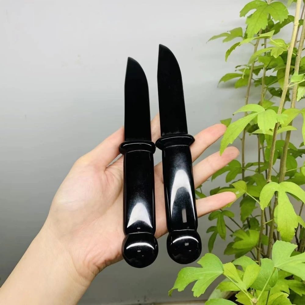 AtkitS Cristal Obsidiana Natural Hecho a Mano Cuchillo Daga Cristal protección Piedra Regalo for Hombres Amuleto Espada Bruja Suministros decoración (Size : 15cm)