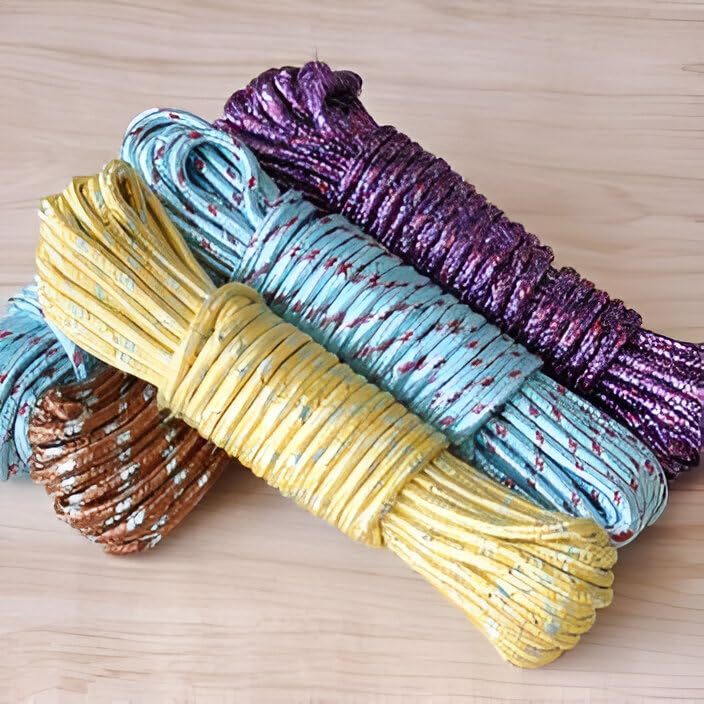 Image of Sakoraware Cloth Line for Drying Clothes | Nylon Braided Cotton Rope 20 Mtr Pack of 2 Durable Strong and Flexible for Outdoor Indoor Use Perfect for Hanging Laundry and Wet Clothes