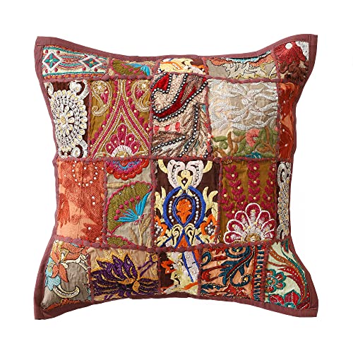 Image of Ravaiyaa - Attitude is everything Set Of 2 PC Home Sofa Decor Cotton Cushion Cover, Handmade Khambadiya Patchwork Pillow Case, Embroidery Cushions