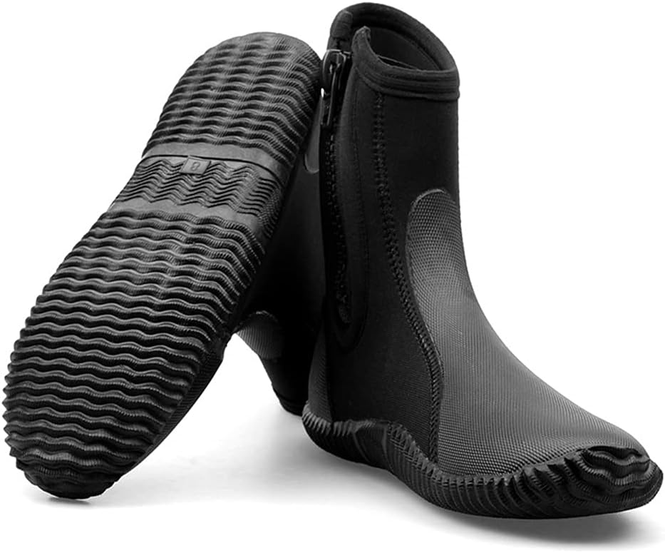 N\U Black 5mm Neoprene Boots for Snorkeling, Scuba Diving, Canyoning