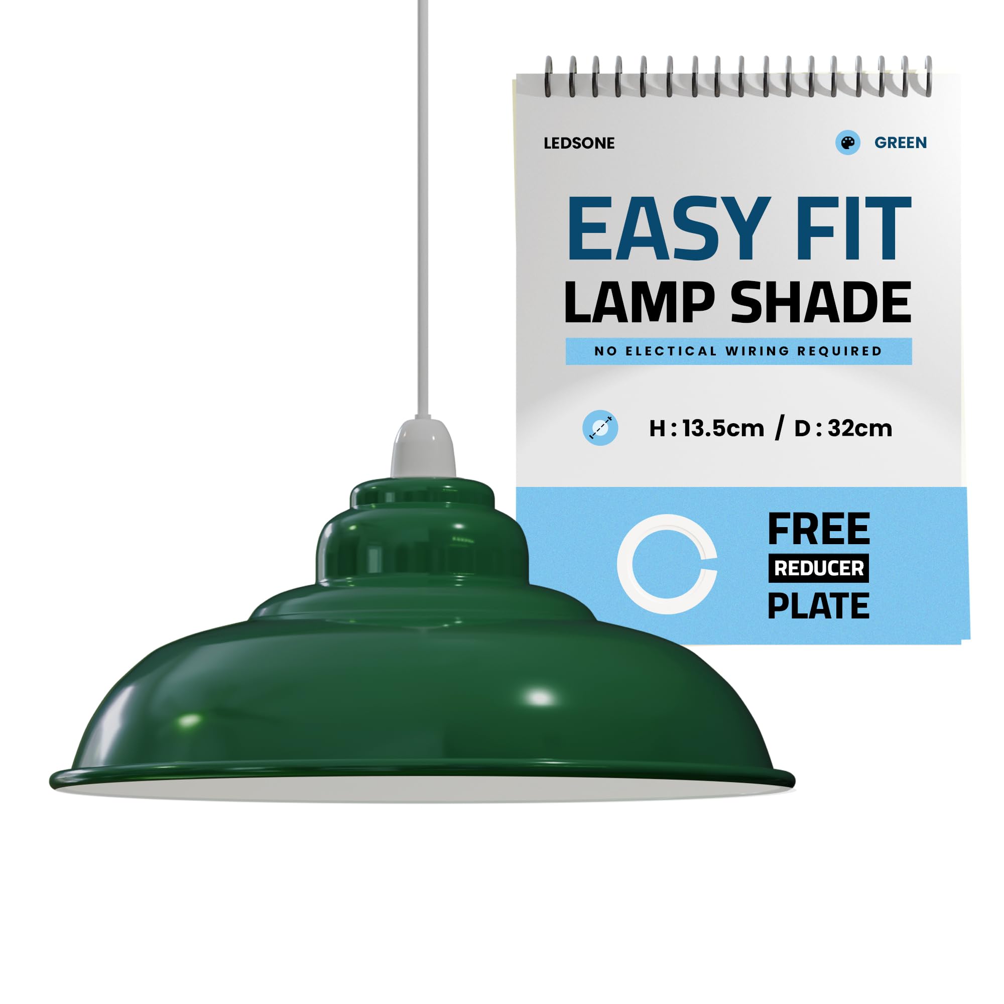 LEDSone Industrielle Hänge-Deckenleuchte, Lampenschirm, Retro-Küchen-Hänge-Deckenleuchten, Vintage-Metall-Loft-Bar-Hängebeleuchtung, rustikale Hängelampenschirm (Grün, 1 Packung)