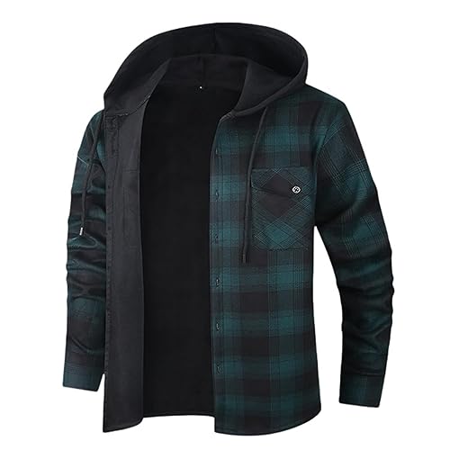 Hoodies for Men Flannel Shirt Jackets Button Down Long Sleeve