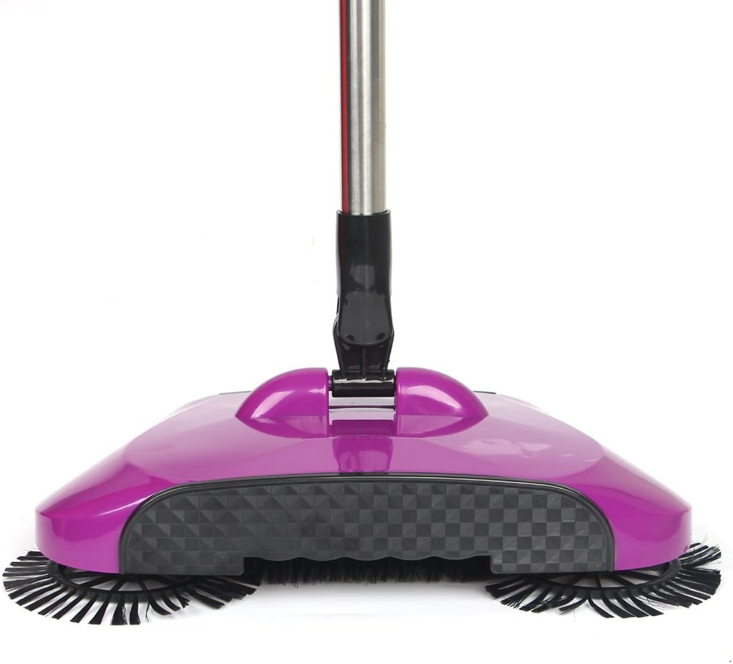 hierkryst Brush Sweeping Machine Household Cleaner Automatic Push Sweeper Broom Without Electricity (Purple)