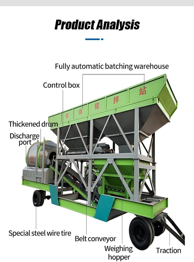 Industrial Concrete Batching Plant, Steel Construction, Electric Powered, Dual-Shaft Mixer, Customizable Color, with Concrete Pump, for Bridges and Highways