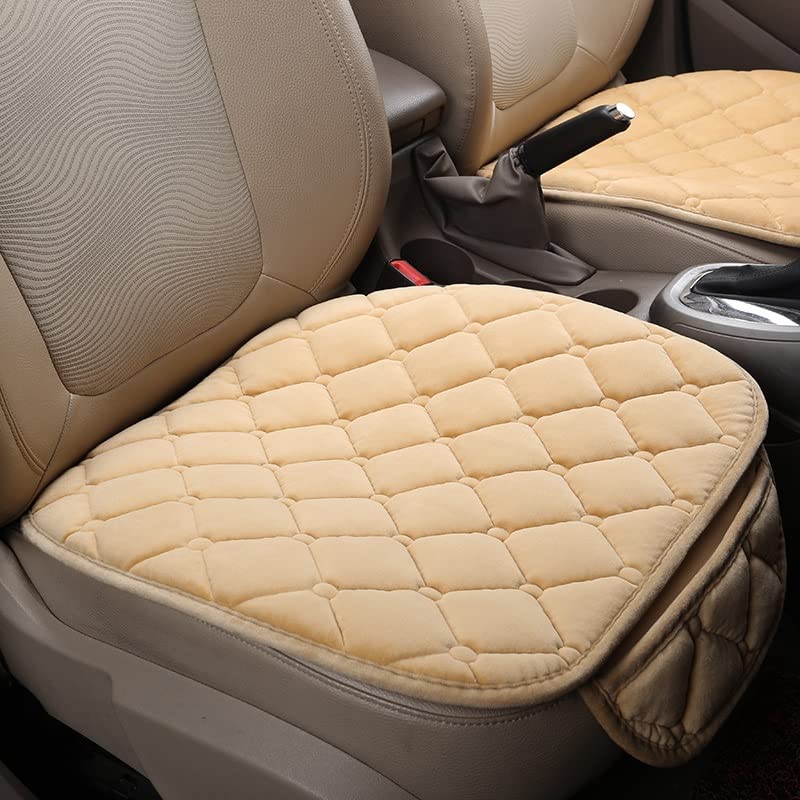 Seggiolino Auto Pad Protezione Coprisedile per Auto Anteriore Posteriore Tessuto Floccato Cuscino per Seggiolino Auto Protezione Tappetino Universale (Color : 1 Set Beige)