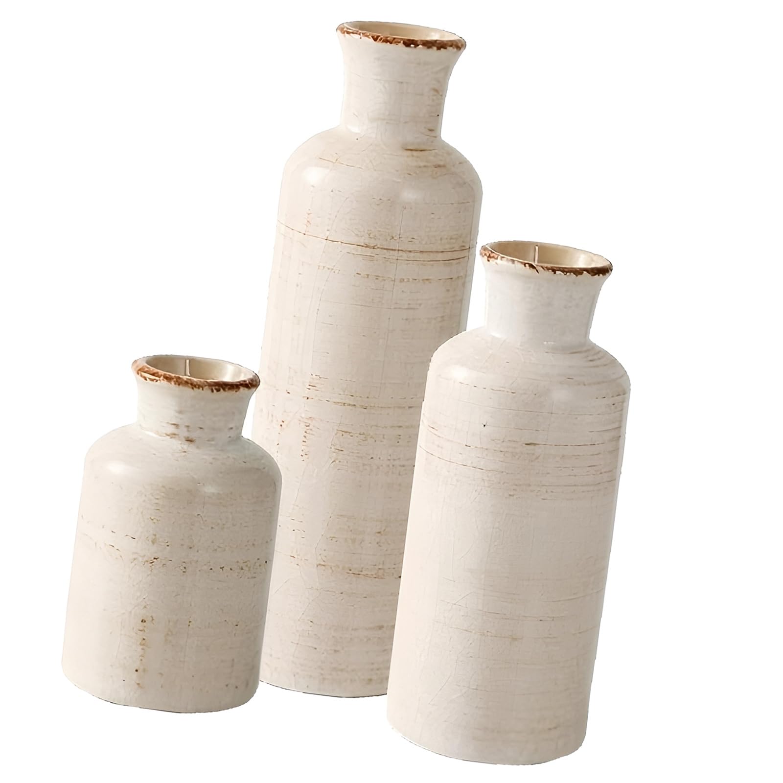 Ceramic Flower Vases Farmhouses Rustics, Handcrafted Weathered Pottery Vase Terracottas Flower Vase Home Decors Decorsative for Home Decors