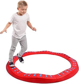 Special Supplies Wavy Circle Balance Beams Stepping Stones for Kids, 8 Pc. Set, Non-Slip Textured Surface and Slip Resistant Floor Rubber Edges, Promote Agility, Strength, Active Play