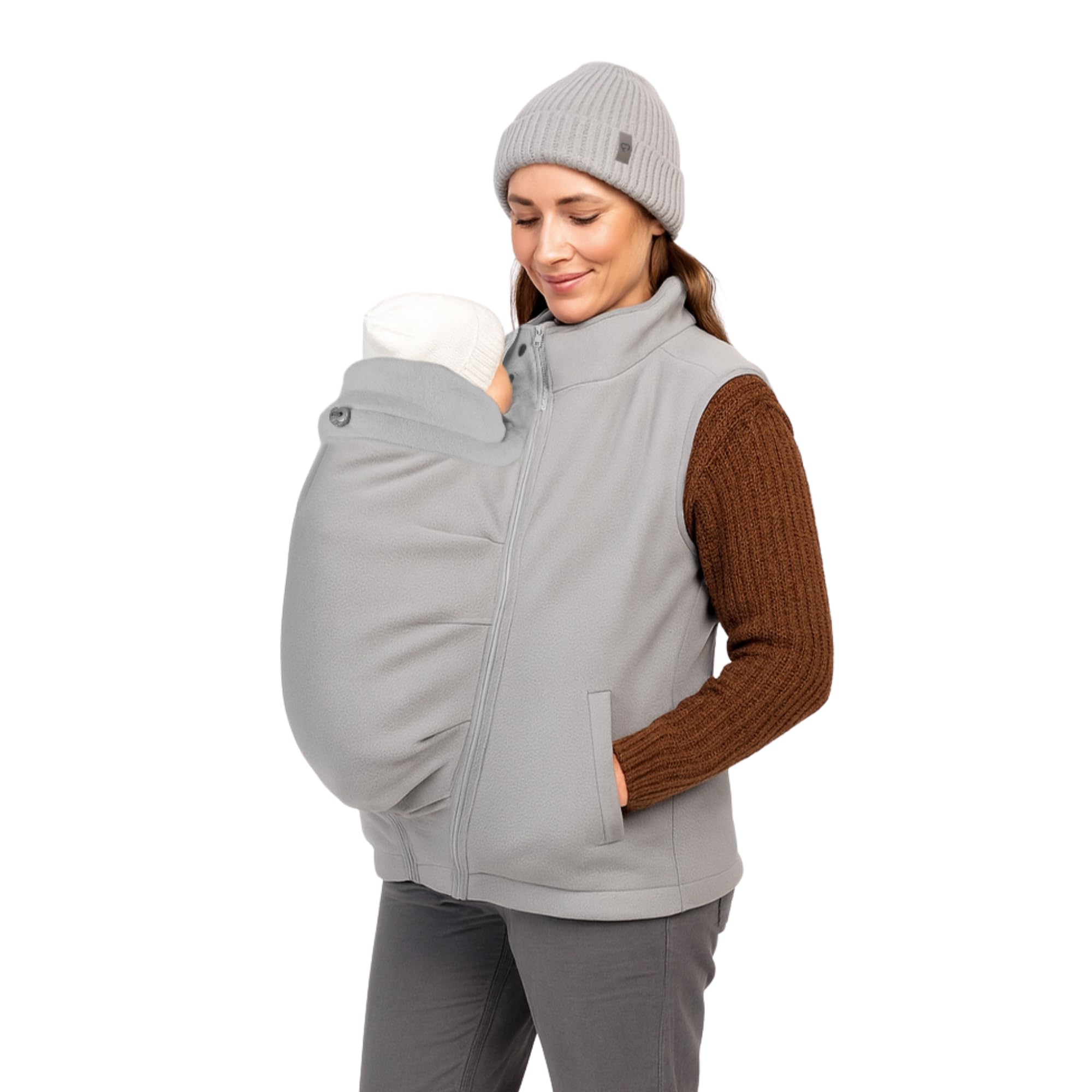 fun2bemum Fleece Trageweste 4 in1 für Schwangerschaft & Babytragen vorne & hinten Umstandsweste & Zusatzweste für Tragejacken