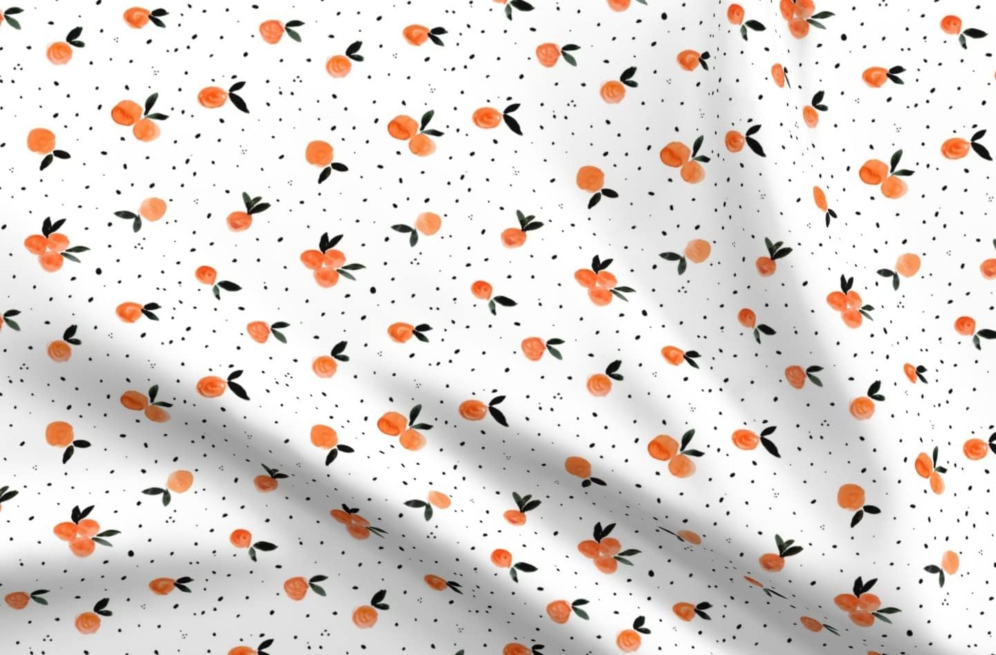 Spoonflower Fabric - Clementine Dots White Clementines Fruit Citrus Orange Oranges Black Printed on Minky Fabric by The Yard - Sewing Baby Blankets Quilt Backing Plush