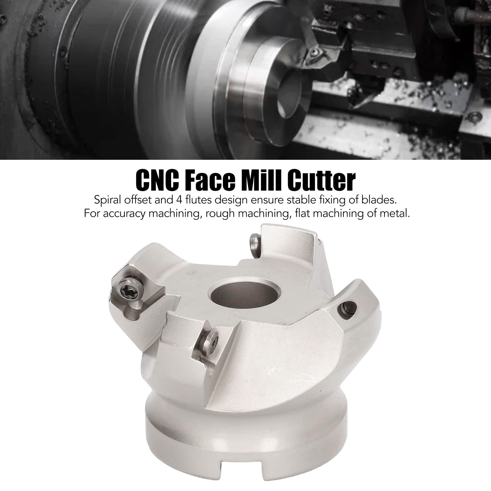 ANKROYU KM12 63-22 Lathe Face Milling Cutter, 40cr CNC Milling Cutter, 4 Flutes Lathe Cutting Tool Accessory Set Kit for Metal Processing