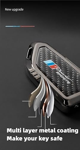 Miniatura 5 de Funda para llavero de fibra de carbono real, aleación de zinc, llavero, funda para llavero compatible con Volkswagen VW Jetta Golf Polo Passat MK8