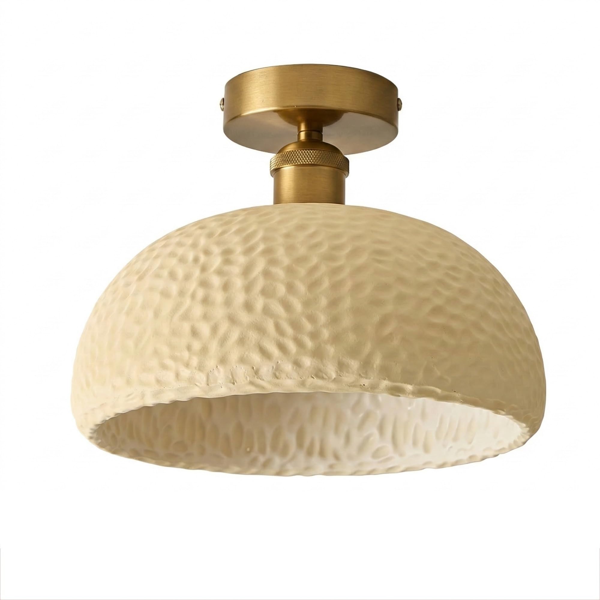 NHPJFDC Cream Resin Semi Flush Mount Ceiling Light, Nordic Bedroom Lamp, Low Profile Fixture for Hallway, Entryway, Cloakroom, Balcony, Small Apartment Foyer, Corridor, Home Residential(Yellow,Large)
