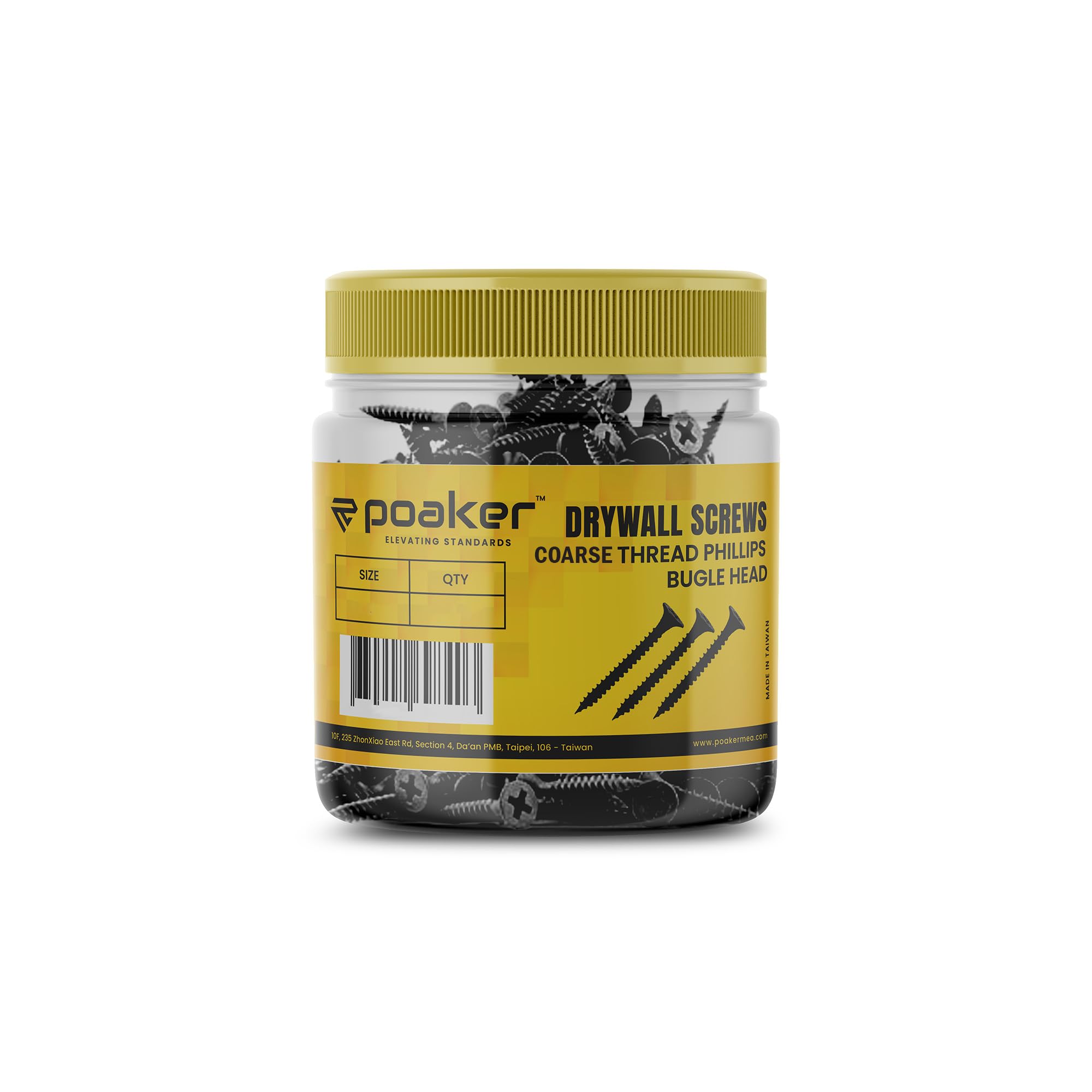 Poaker Coarse Thread Drywall Screw with Phillips Drive Black Oxide Finish Bugle Head Wood Screws (3/4 inch-100pcs, 8mm)