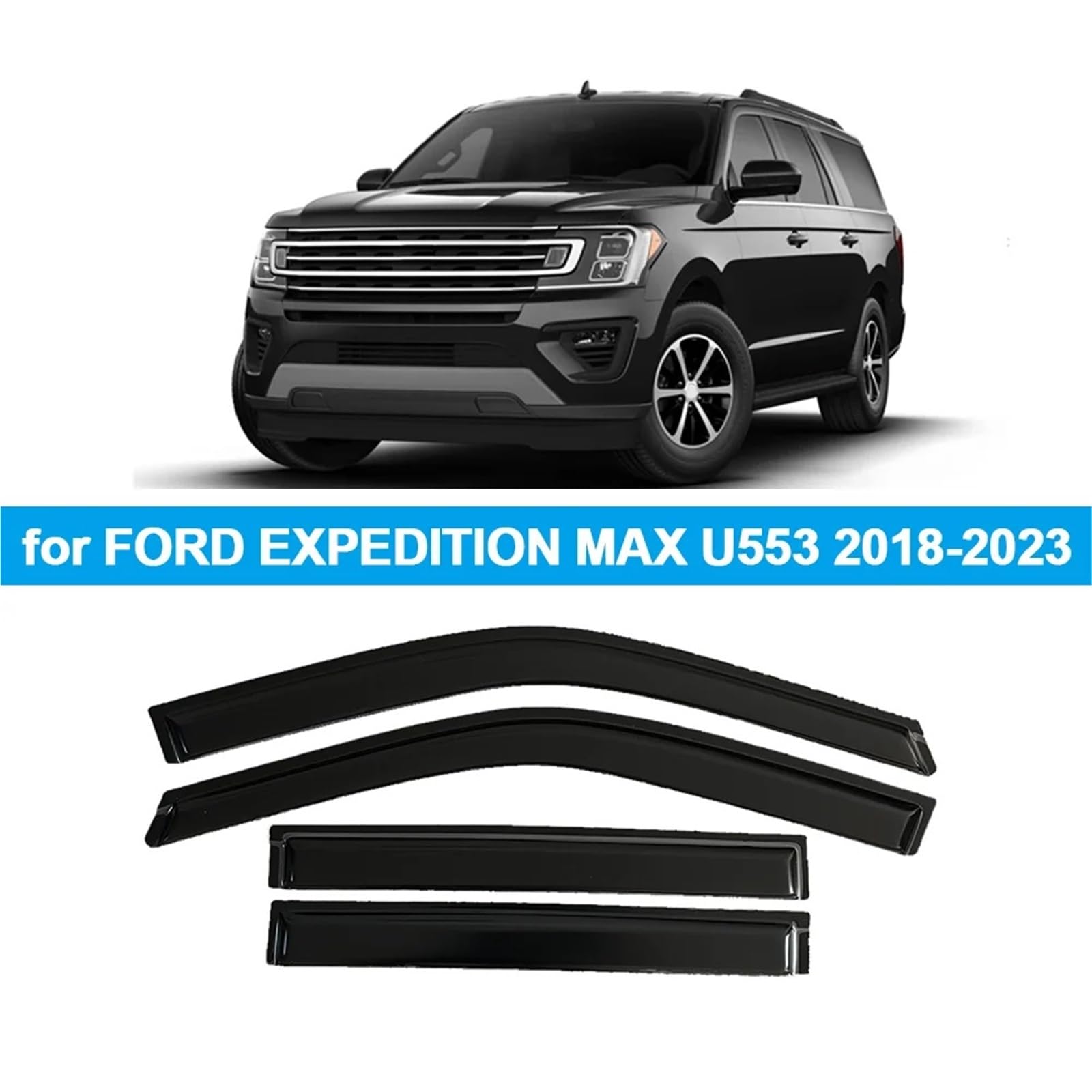 Osłony okienne osłona przeciwsłoneczna pasuje do Ford Expedition MAX U553 2018-2023. Boczna osłona przeciwdeszczowa