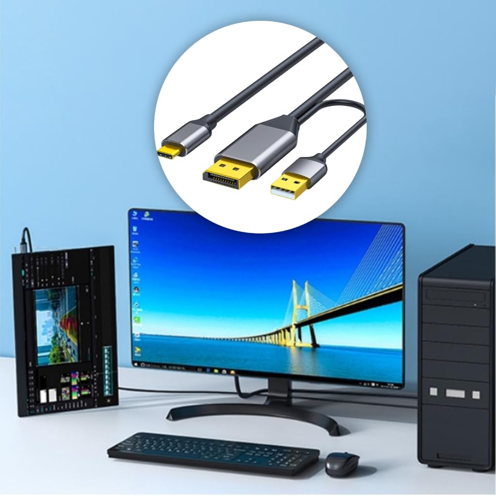 Kabel USB C na kabel 4K przy 60 Hz typ C do 2K 144 Hz kabel do laptopa tabletu zewnętrzny przenośny wyświetlacz