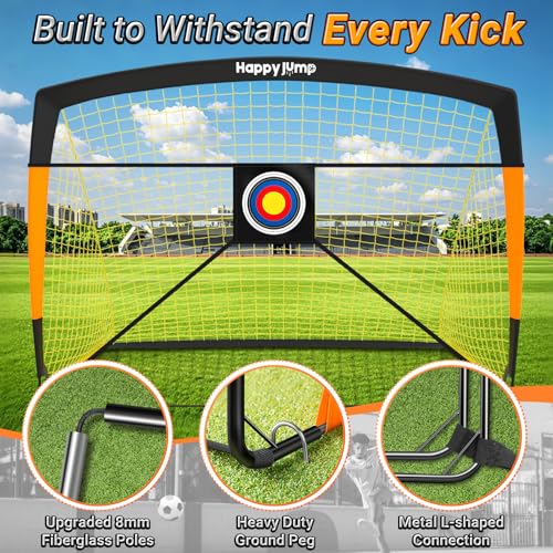 Image of Happy Jump Football Goal 3x2.2FT, 4x3FT, 5x3.6FT, 7x5FT Pop-Up Football Training for Backyard