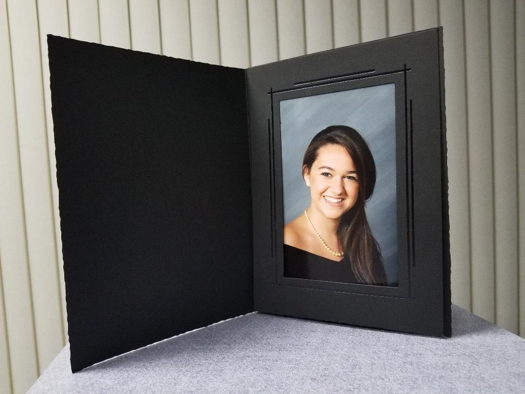 Black Photo Folder for 4x6 Pictures - Black Foil Accent Around Photo (Pack of 400). Elegant Paper Ca