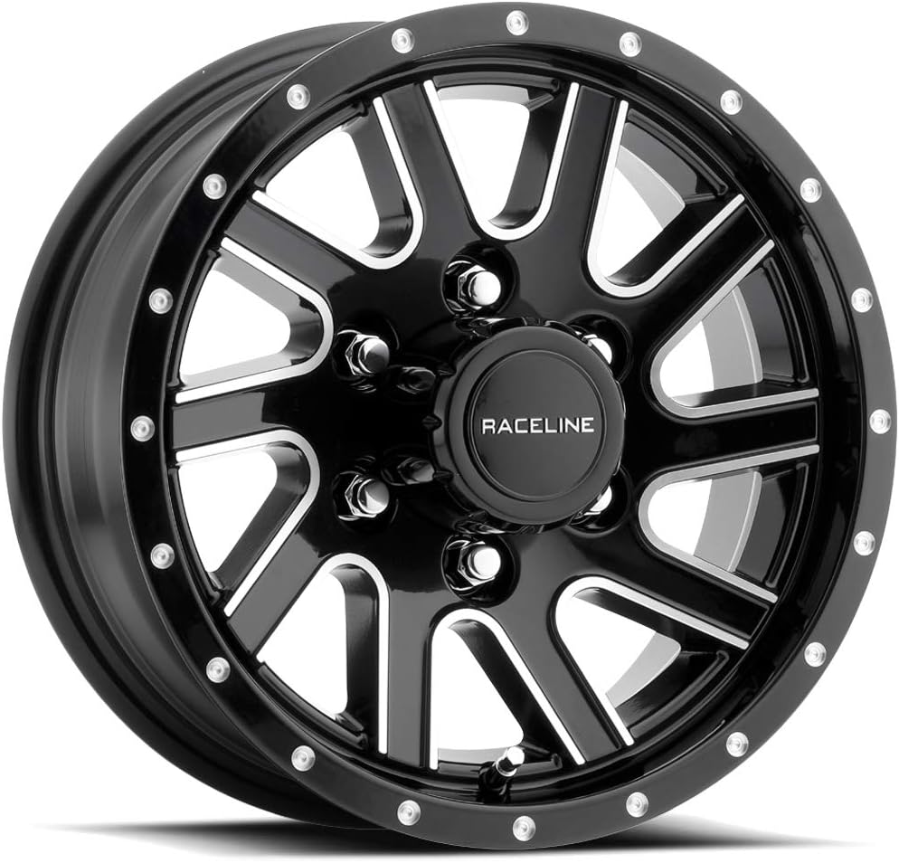 Raceline Wheels Aluminum Trailer Wheels 820 TWISTED Gloss Black Machined, 15X6