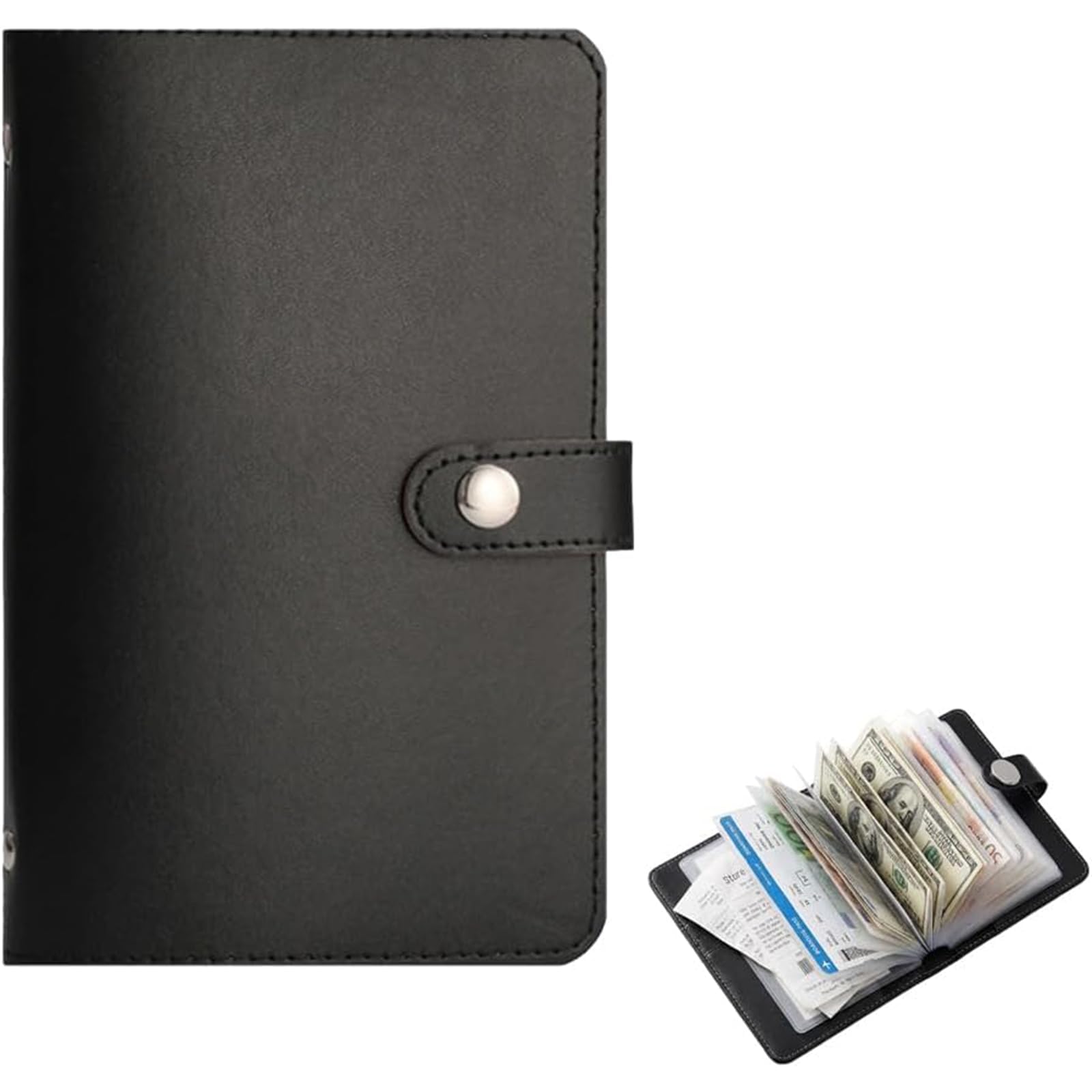 100 Envelopes Money Saving Challenge,50 Double-Sided Pages Leather Money Saving Wallet for Cash,Reusable Savings Challenges Book Organizer Folder Ideal for Financial Management & Gifting