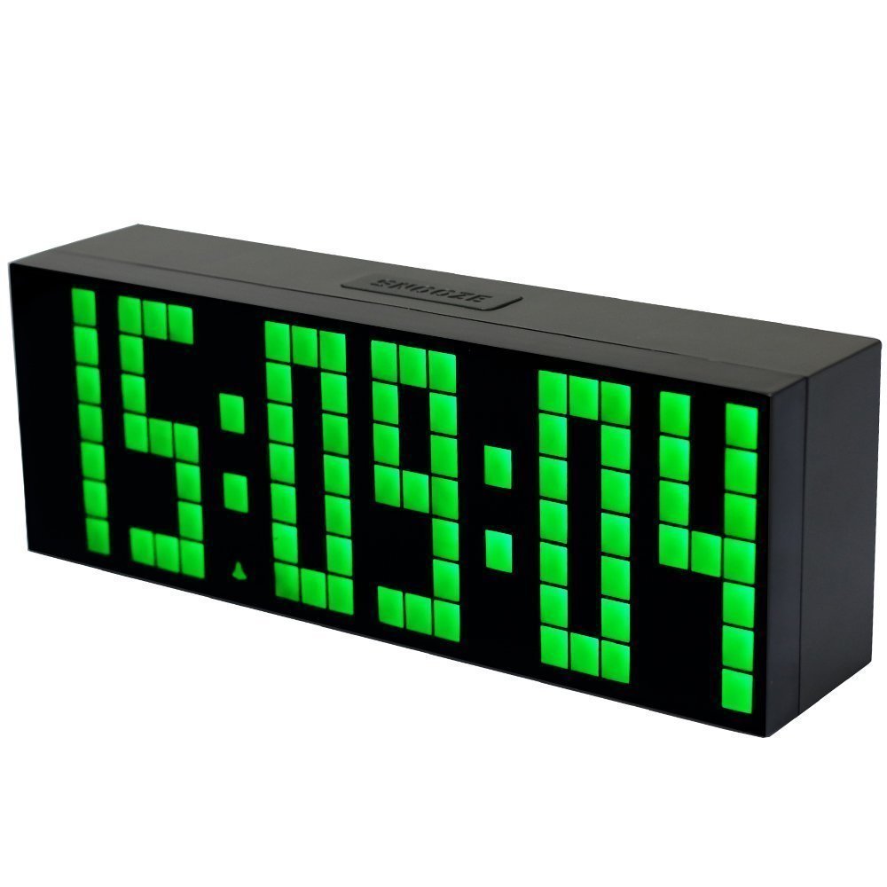 Large Digital LED Alarm Clock with Thermometer Calendar Timer Snooze Wall Desk