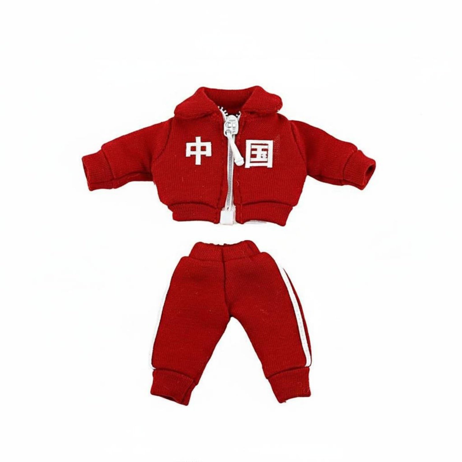 JunZheHub Doll Sportswear Miniature Tracksuit Set Clothes Pants Jacket Realistic Accessories Feature Zip Suitable for Collectors Hobbyists Scene Display, Red — image 1