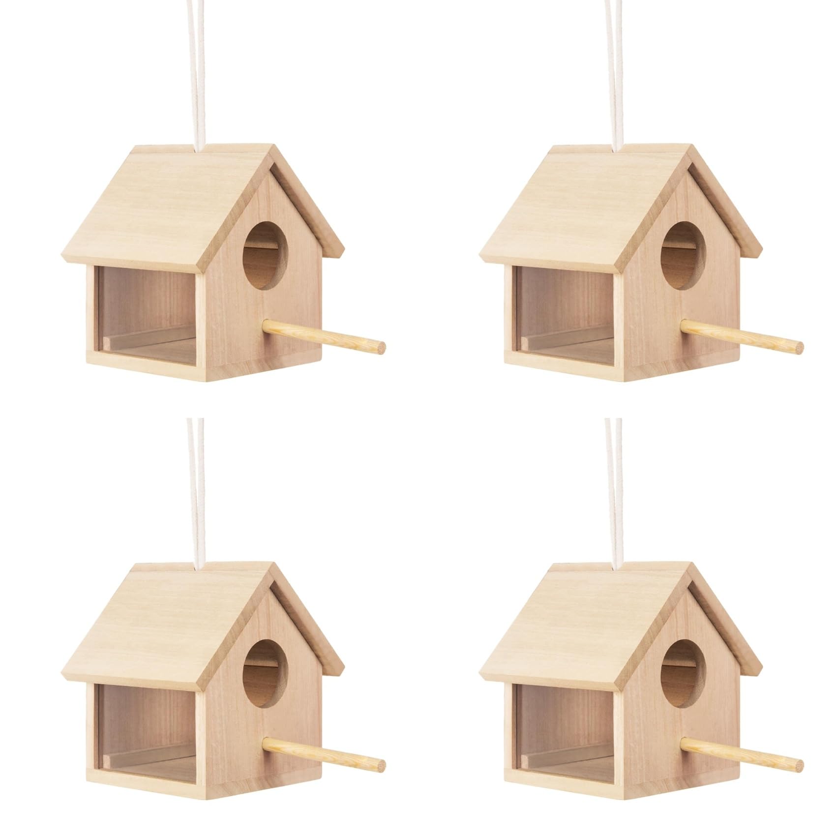 Vjsujehgy 4X Outdoor Bird Houses Transparent Wooden Bird House for Outside,Hanging Birdhouse