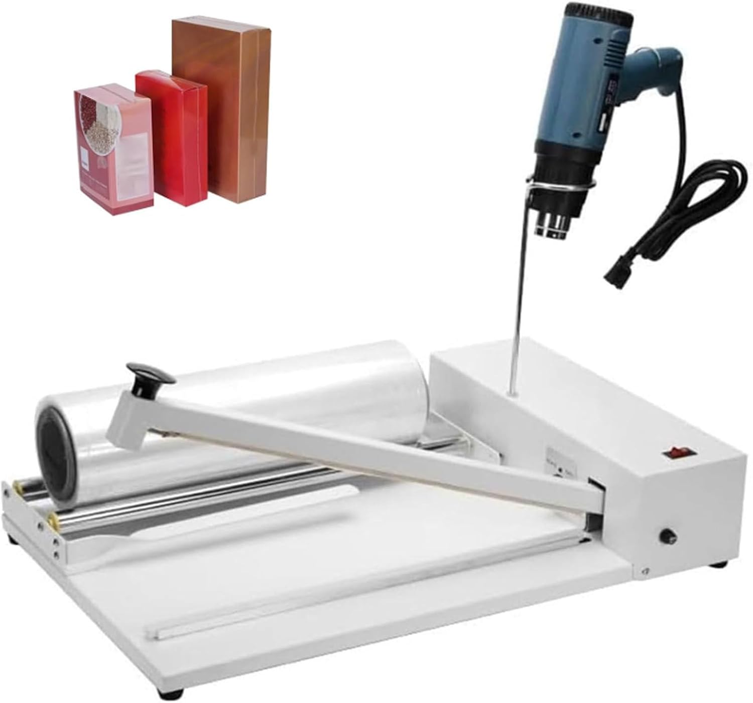 Shrink Wrap Machine, Shrink Wrap Sealer with Heat Gun, Shrink Film Shrink Wrap Sealer Compatible with PVC POF Film, with 1800W Heat Gun & 9 Levels Temperature Adjustment 60cm