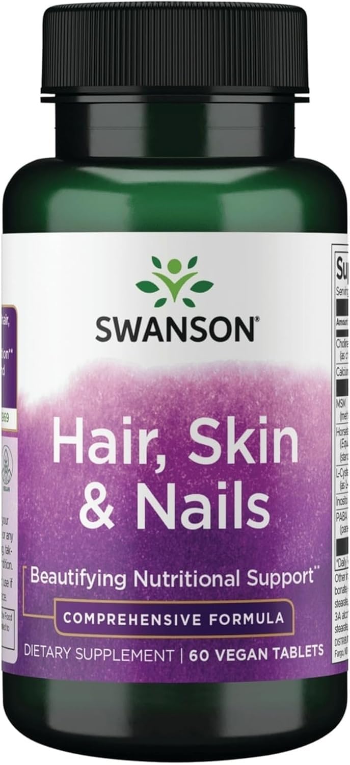 Swanson Hair, Skin & Nails Beauty Supplement, 60 Vegan Tablets