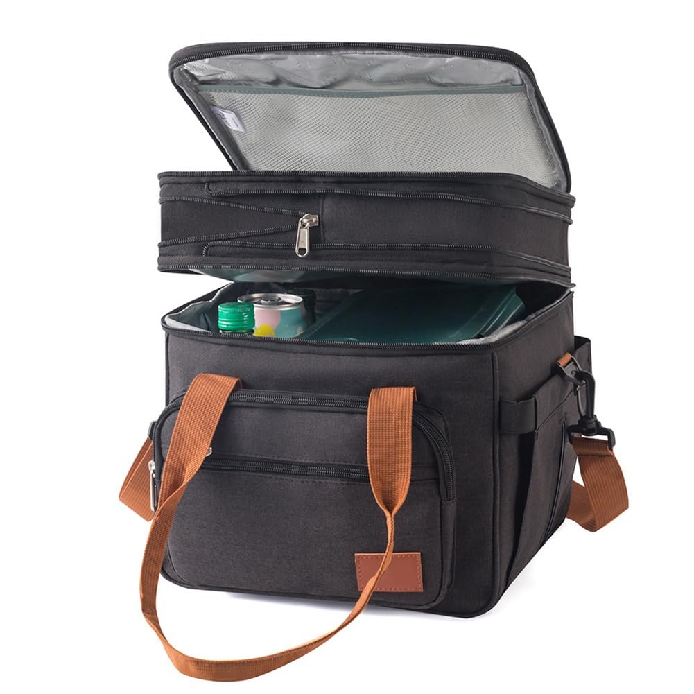 CTRLZS Waterproof Double-Layer Insulated Lunch Bag Expandable Cooler Bag Outdoor Picnic Thermal Bag