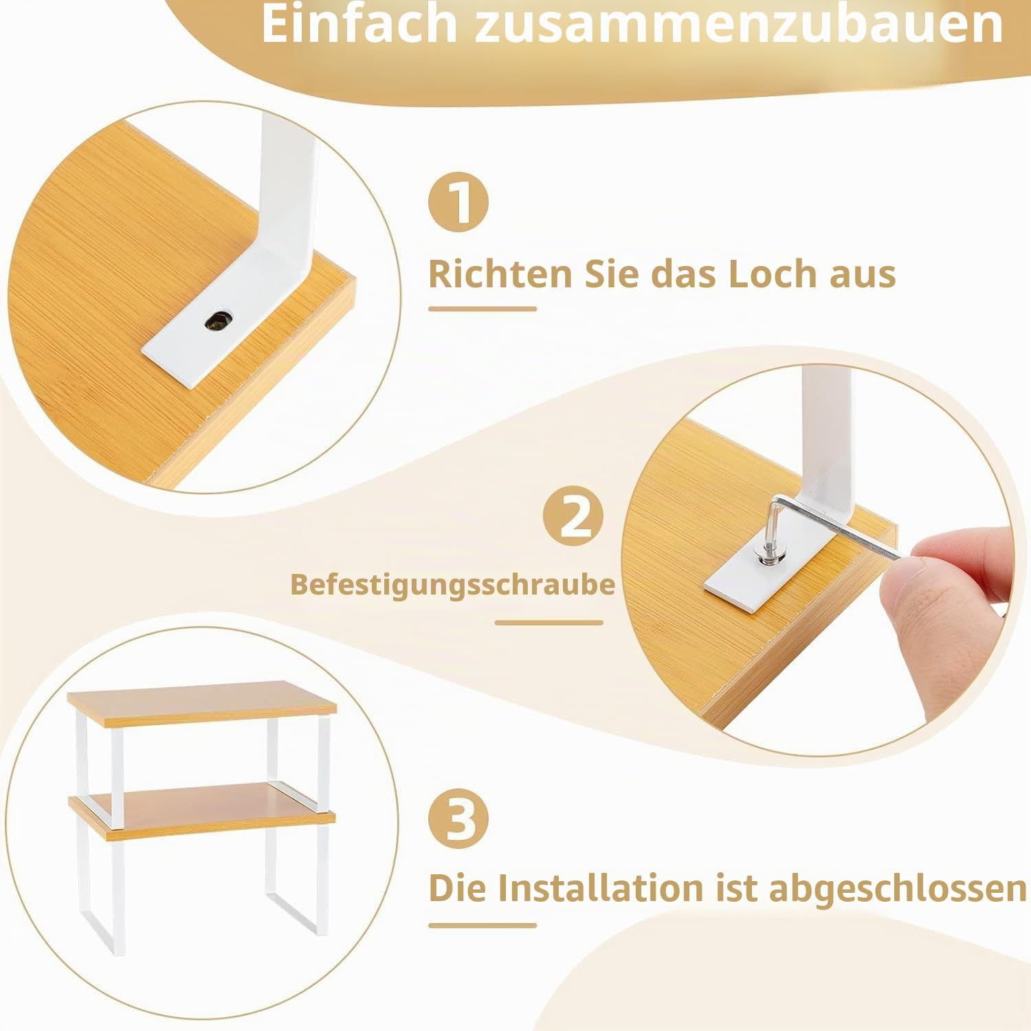 Gewürzregal/Küchenregale | Küchenaufbewahrung Gewürz-Organizer | Teller-Organizer für Schrank Stapelbar erweiterbar Metall Holzwerkstoff (COB-4M&L) | Schwarz | 4 Stück