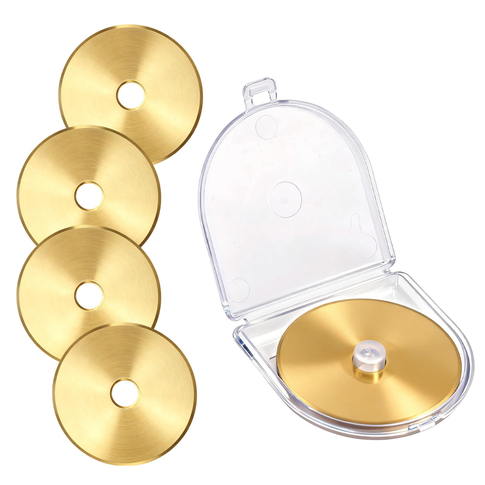 5pcs Titanium Coated Rotary Cutter Blades, Universal Replacement Circular Fabric Cutting Blades Knife Refill for OLFA/Martelli/Dremel/Truecut/DAFA for Quilting Sewing Scrapbooking Tool (60mm)