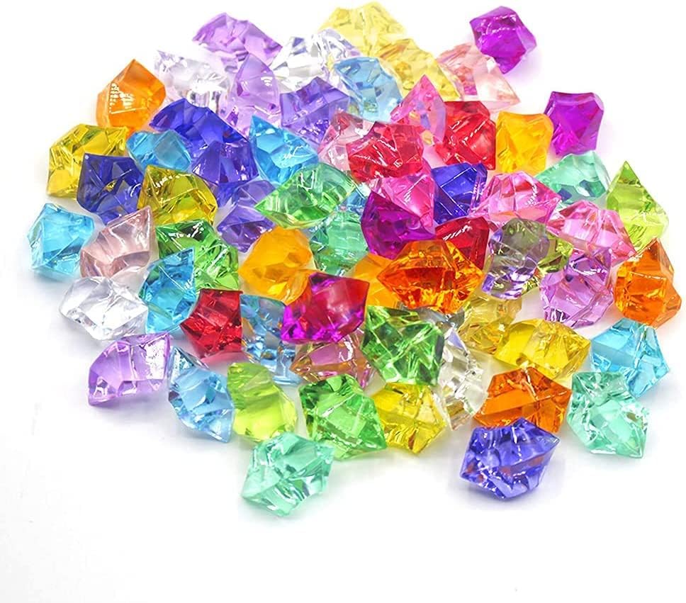 HOME ELEMENTS Acrylic Diamonds Faux Crystals for Home Decor, Fake Crushed Ice Rocks, Vase Fillers Decoration Stones for Aquariums Fish Bowl Fountain Arts & Crafts Succulents - 200 Gram (Multi Color)