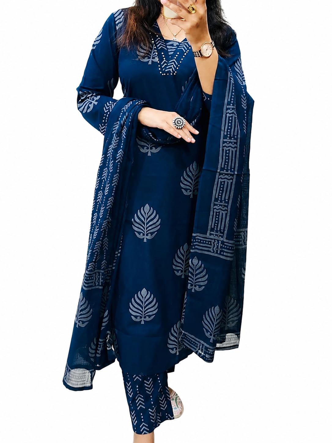 Women’s Pure Cotton Kurta Pant Dupatta Set | Printed A-Line Kurti Set for Women | Ethnic Wear Salwar Suit Set | Casual & Festive Kurta Set for Women | S to 7XL-image-20