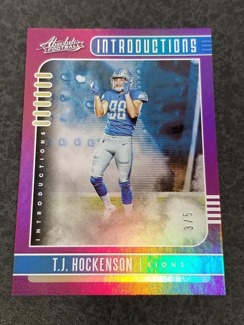 Football NFL 2019 Panini Absolute Introductions Spectrum Purple #19 T.J. Hockenson NM Near Mint 3/5 Lions