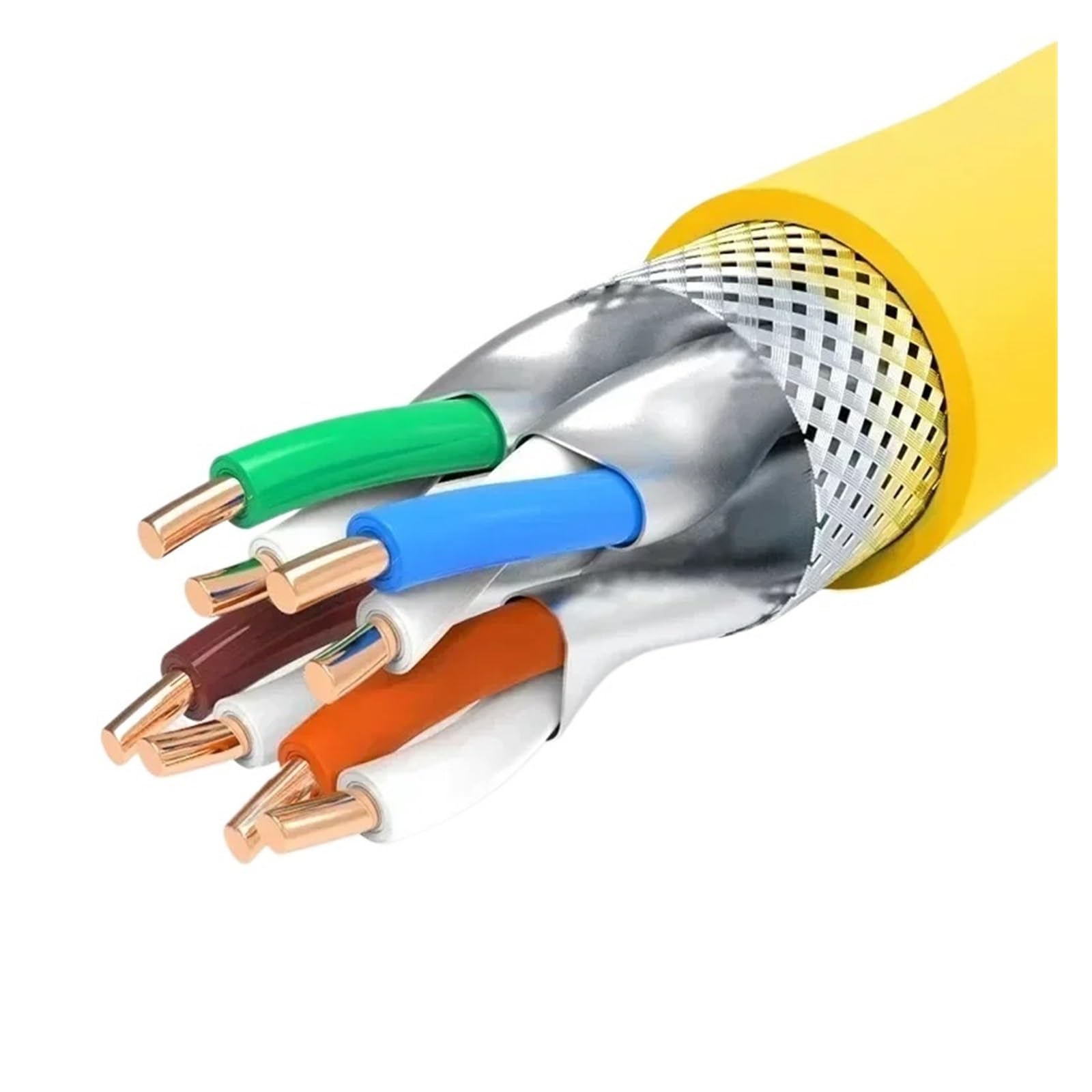 Câble Ethernet RJ45 CAT 8, fil réseau 40G S FTP double blindage 22AWG 24AWG Cat8(Yellow 22AWG,50M)