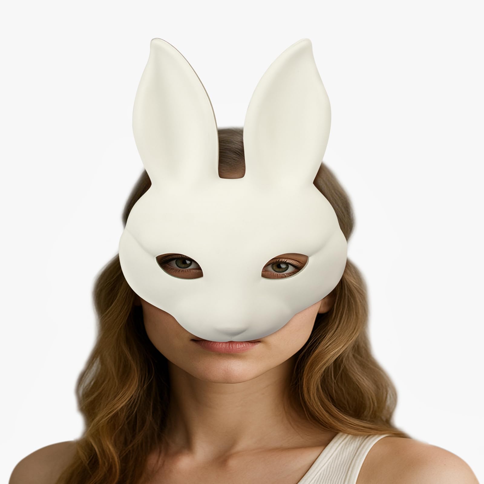 White Rabbit Mask Cute Snapklik.com : 1Pcs Halloween DIY Rabbit Mask White Bunny Mask Rabbit ...