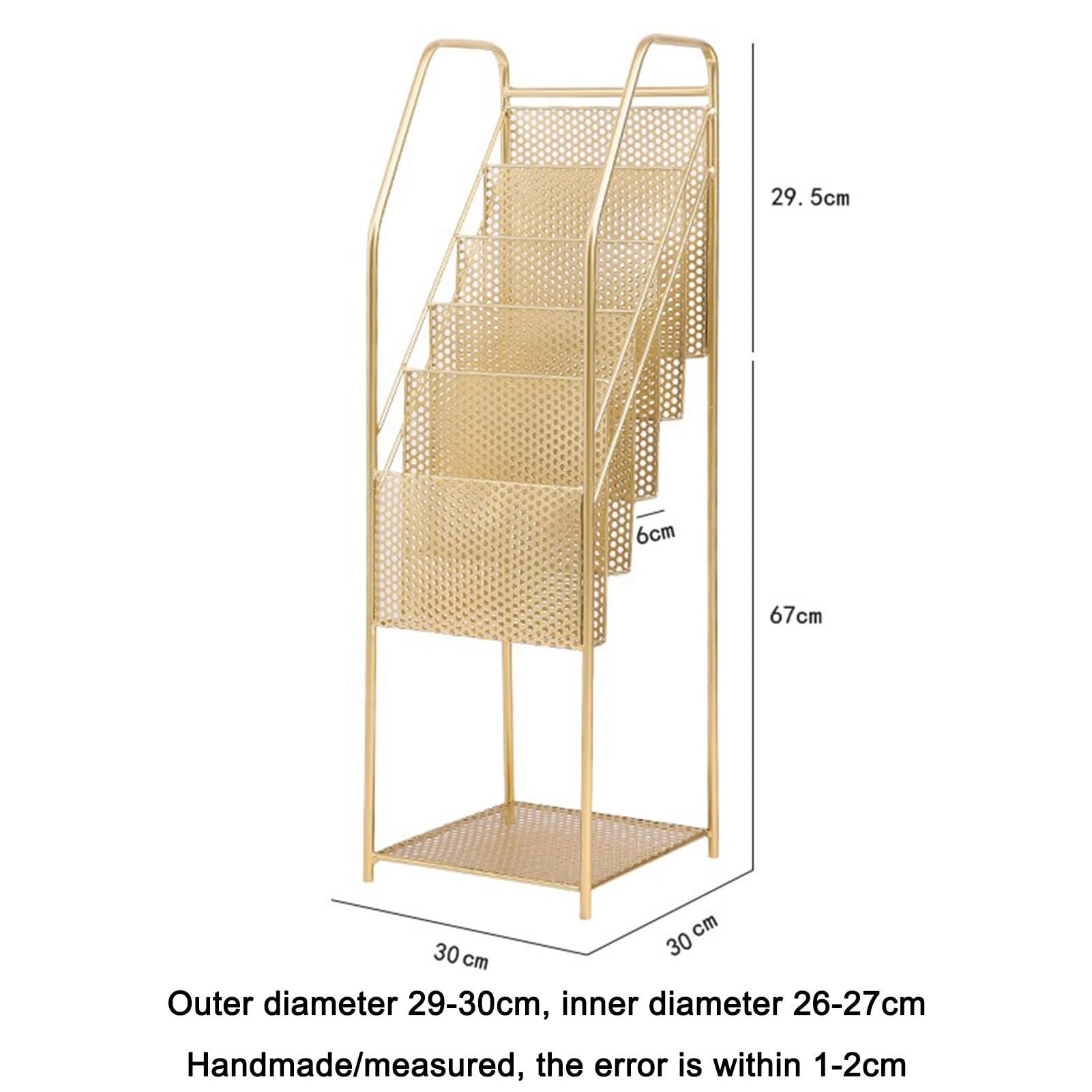 Pink Magazine Rack & Broszura Display Stand - 4 Pocket Iron Book Organizer dla gazet, komiksów i czasopism - rozwiązanie do przechowywania dużej pojemności