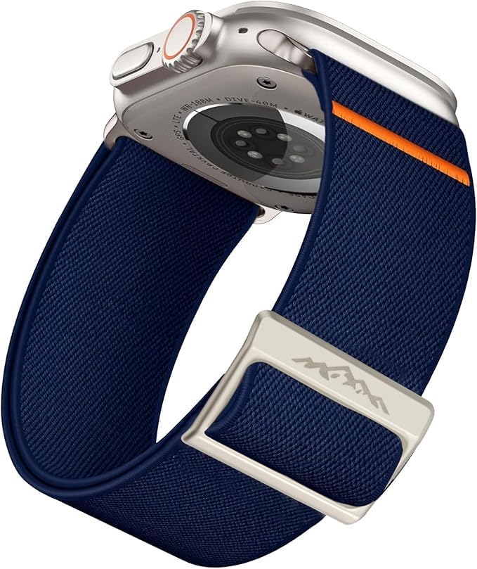 Sport Stretchy Nylon Band Compatible with Apple Watch Ultra2|Ultra Band 49mm, iwatch Band Series 10 46mm, 9|8|7 45mm, SE2|SE 6|5|4 44mm, 3|2|1 42mm - Navy Blue