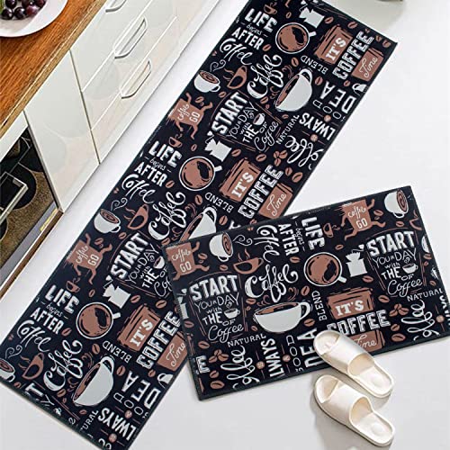 Image of HomeCloud Anti Fatigue Kitchen Rug Printed Thick Anti Slip, Washable, Big Size, Designer Folding Kitchen Mat for Home BedroomStandard Size (41 x 122 cm 41 x 61 cm) ( Multi Words N)