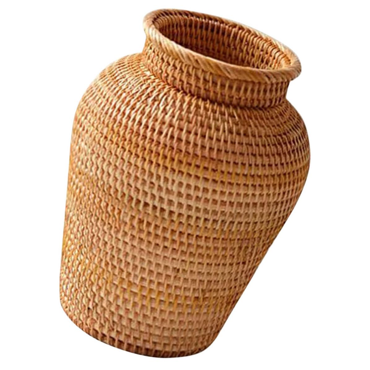 Vase en rotin tissé à la main pour fleurs séchées avec surface lisse