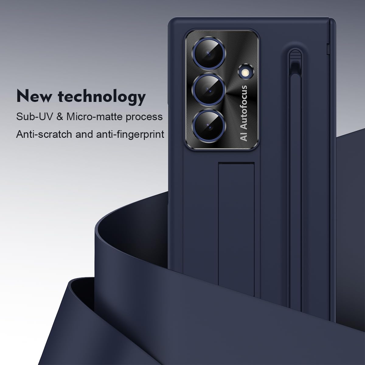 BRAND SET Etui do Samsung Galaxy Z Fold8 Ultra z wbudowaną osłoną ekranu, podpórka, uchwyt na długopis, ochrona zawiasów, odporna na wstrząsy obudowa PC, niebieskie