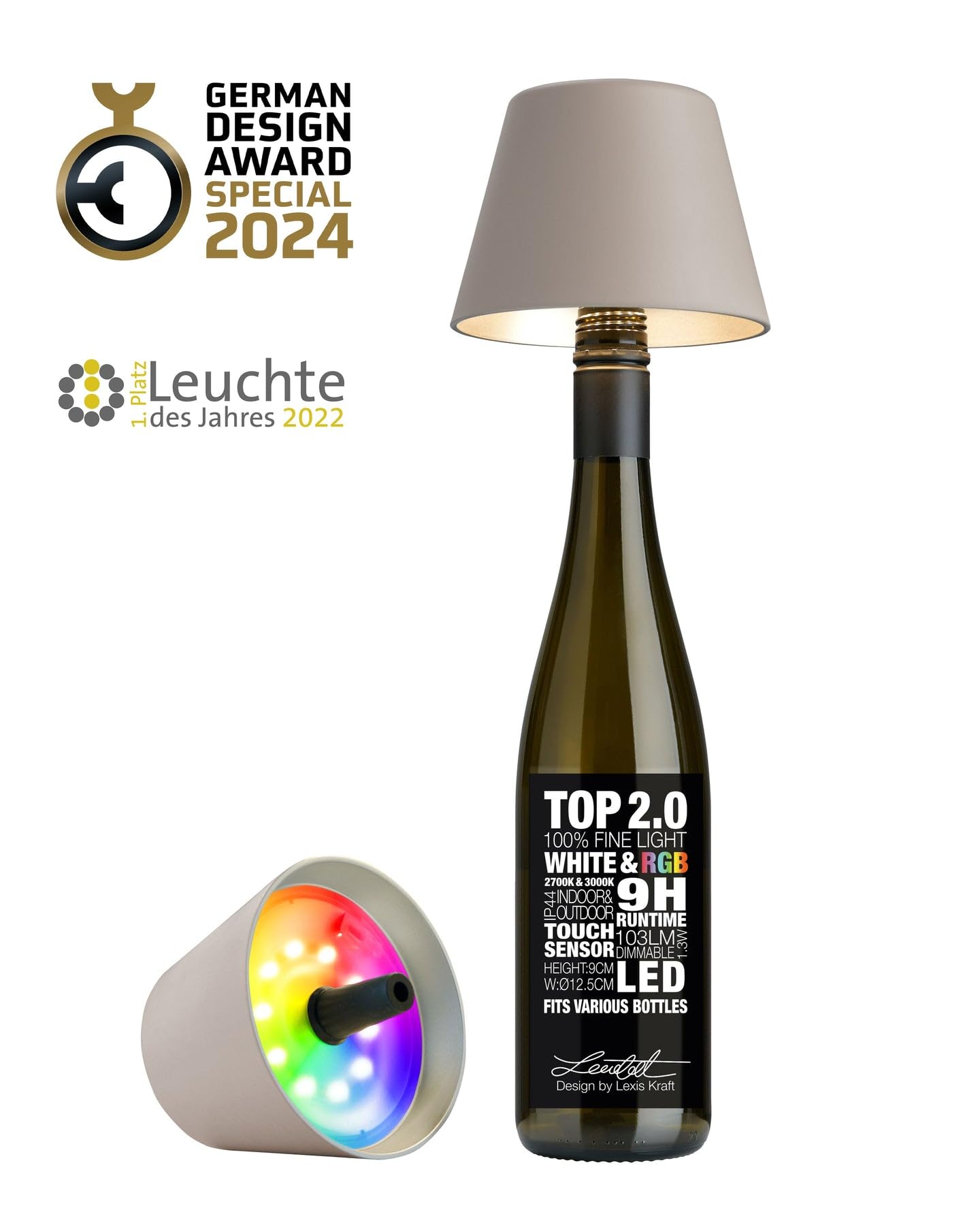 sompex Lampada decorativa per interni ed esterni, alimentata a batteria, TOP 2.0, sabbia