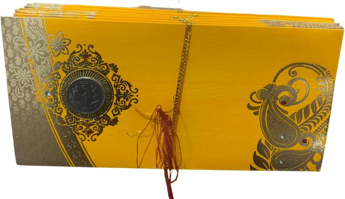 Premium Engraved Prints Money Envelope - Pack of 20 | With Coin Assorted Metallic Print | Designer Cash Shagun Gift Card for Engagement | Wedding | Birthday | Diwali Lifafa, Full